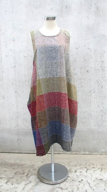 唯一無二1点マス見本チュニックワンピース　前後着れる4way以上着回し　1点物