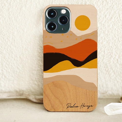 天然木♡名入れ♪WOOD DESERT SUNET iPhoneケース スマホケース