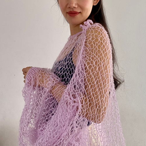 ビッグカラー&レースモヘアトップ fur fur - ビッグカラー&レース  