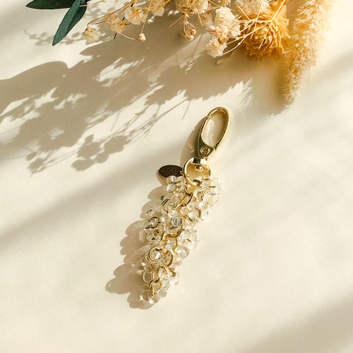 煌めくガラスビーズのシャンデリアキーホルダー‧⁺ ⊹˚. ˖ ࣪クリスタル