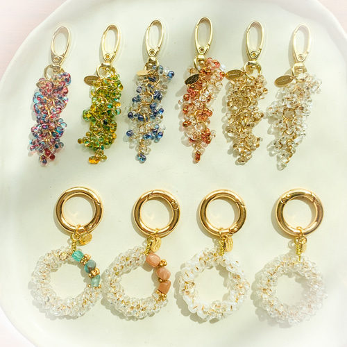 大人シンプル ガラスビーズのキーホルダー✳︎シャンデリア*・:.クリア