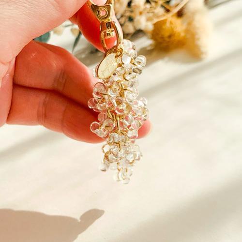 煌めくガラスビーズのシャンデリアキーホルダー‧⁺ ⊹˚. ˖ ࣪クリスタル