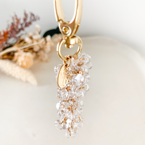 大人シンプル ガラスビーズのキーホルダー✳︎シャンデリア*・:.クリア