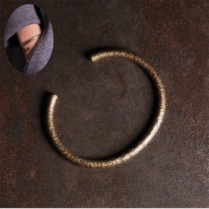 真鍮 レトロ 手作り ブロンズ 電磁波対策 銅 ブレスレット バングル 調節可能 アクセサリー ハンドメイド 078