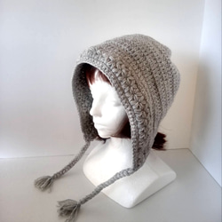 64大人のボンネットニット帽 グレー ニット帽・ビーニー きみまる