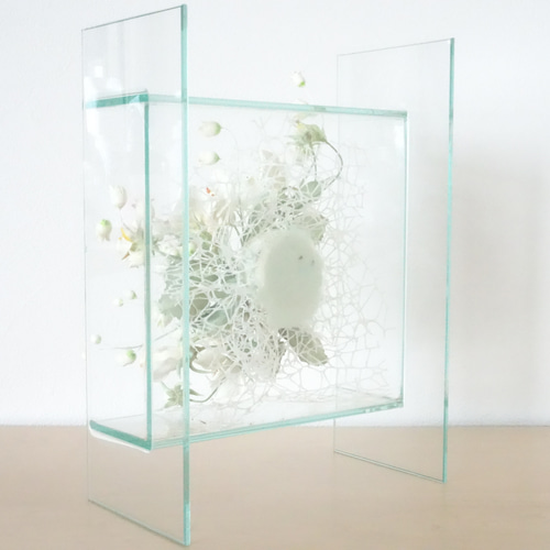 粘土の花/薔薇/ガラス】透明感✕白色が美しい ホワイトウィングス(バラ