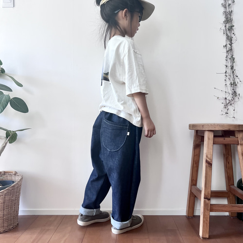 洗い加工ダークネイビーデニム』サルエルパンツ 親子コーデ 子供服