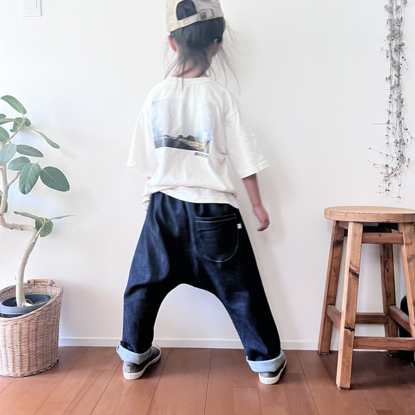 洗い加工ダークネイビーデニム』サルエルパンツ 親子コーデ 子供服