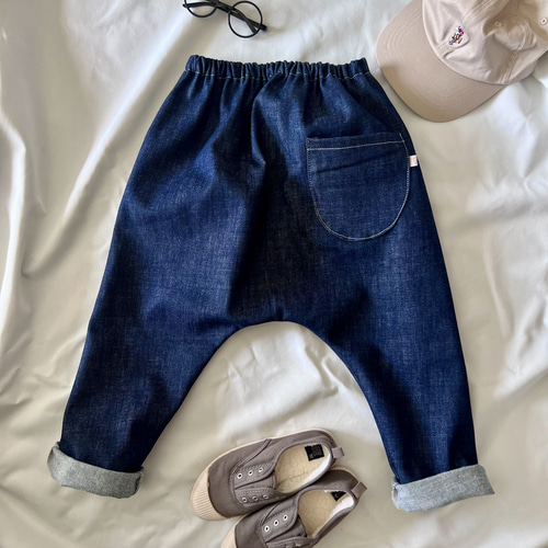 洗い加工ダークネイビーデニム』サルエルパンツ 親子コーデ 子供服