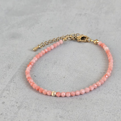 【再販×3】14kgf◆ピンクコーラルの細身ブレスレット◆「幸福・長寿」 4枚目の画像