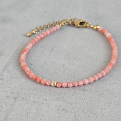【再販×3】14kgf◆ピンクコーラルの細身ブレスレット◆「幸福・長寿」 5枚目の画像