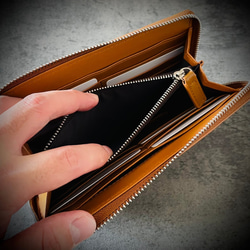 シープスキン イントレチャート 長財布 編み込み 大容量 ブラウン 茶 メンズ レディス 本革 羊革 7枚目の画像