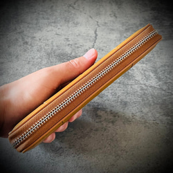 シープスキン イントレチャート 長財布 編み込み 大容量 ブラウン 茶 メンズ レディス 本革 羊革 5枚目の画像