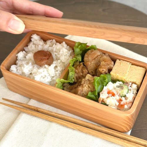 弁当箱 くりぬき シェア弁当箱 大 600ml 一段 ナチュラル ランチ