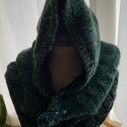 バラクラバ　パープル　手編み　フード付きネックウォーマー　男女兼用　no.91 バラクラバ パープル 手編み フード付きネックウォーマー 男女兼用