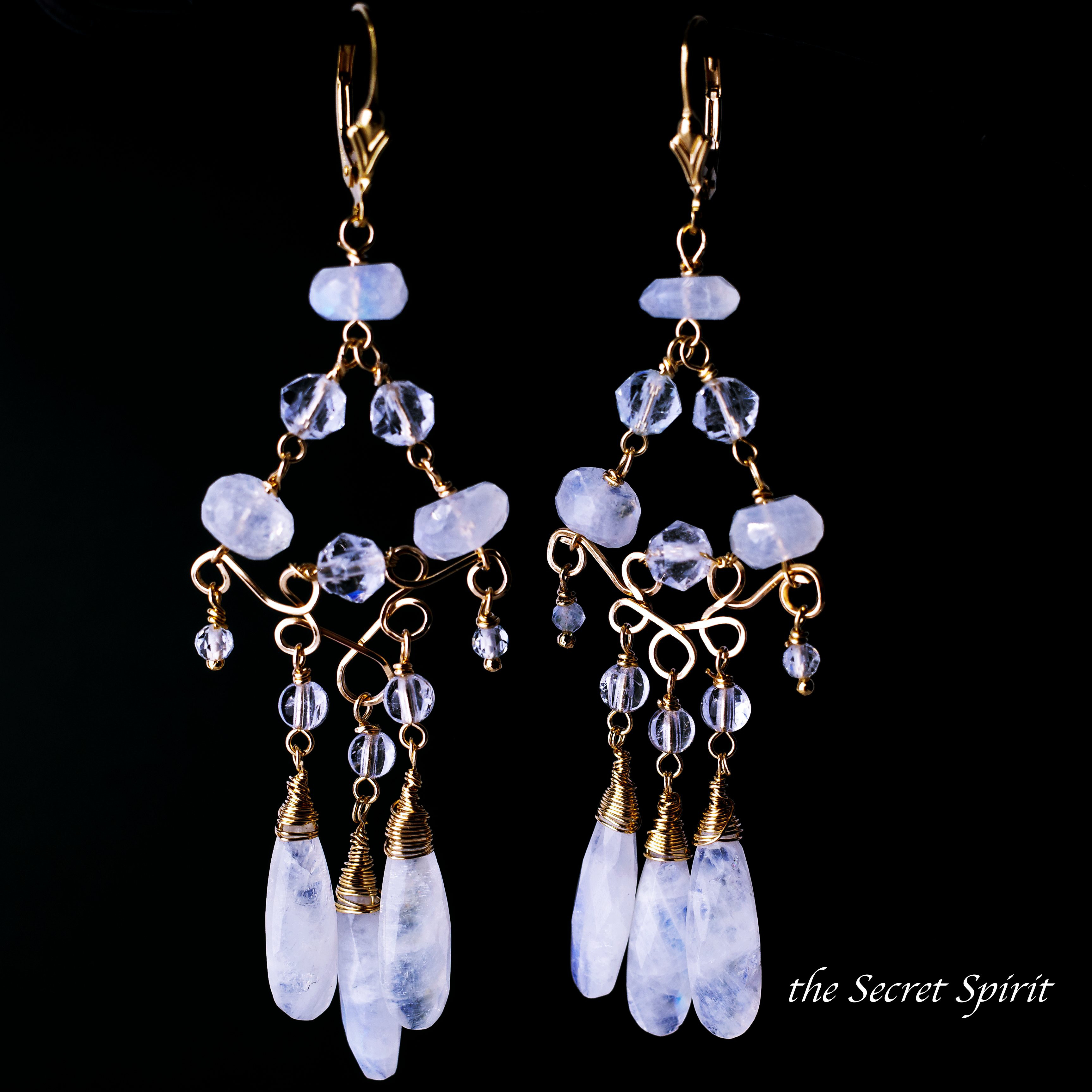 【必要なタイミングで物事を引き合わせる】ムーンストーン トパーズ 14Kgfシャンデリアピアス