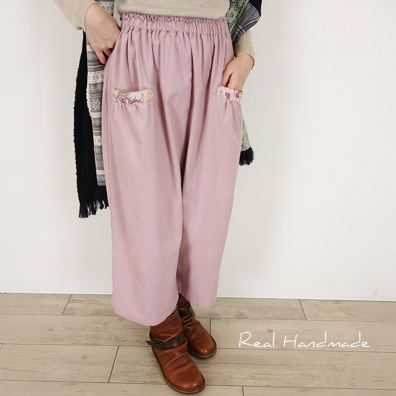 [予約販売] コーデュロイスモーキーピンク前後切替パンツ