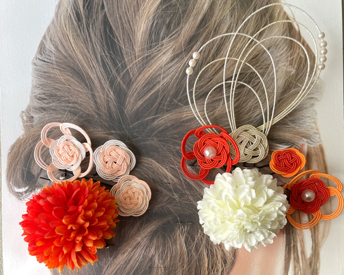 【美品】ブルーヘブンカンパニー レイ04 オレンジ ローズ 髪飾りセット 美品】ブルーヘブンカンパニー レイ04 オレンジ ローズ 髪飾りセット