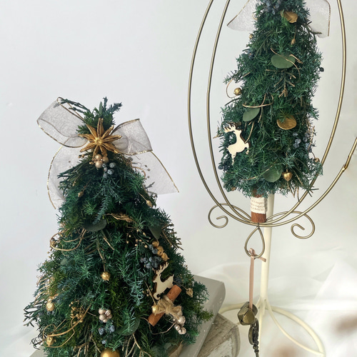 クリスマスツリー卓上　フラワーリース　クリスマスツリー テーブルツリー＊卓上クリスマスツリー＊大人クリスマス プリザーブド