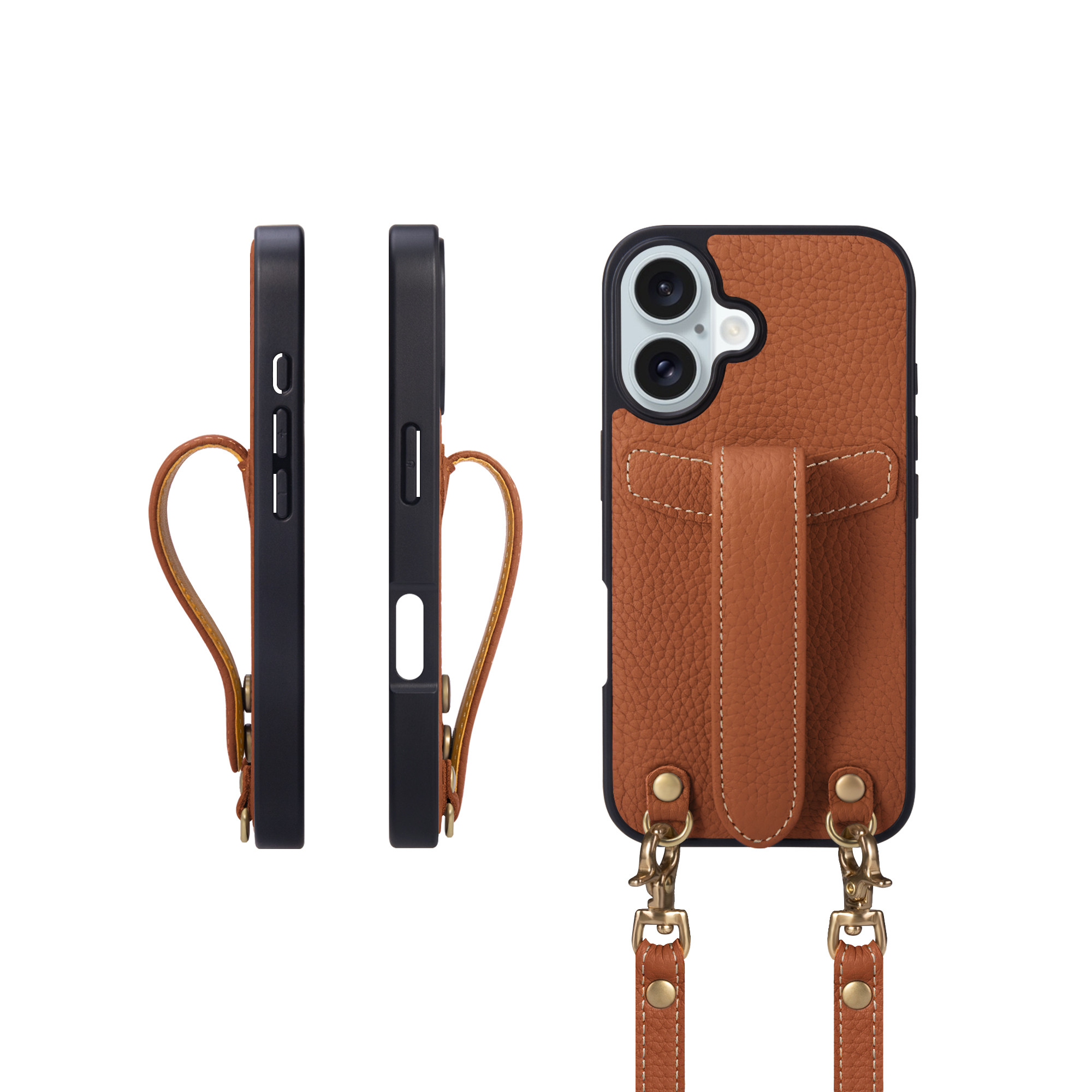 iPhone16 ショルダータイプ本革ケース 落下防止ベルト付き＜COPG＞