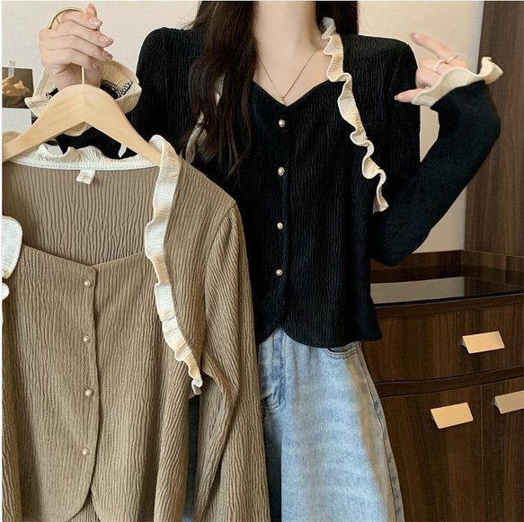 大きいサイズ レディース トップス フリル 春 秋冬 新品 長袖 可愛い  