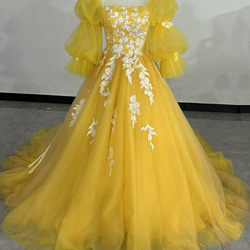 早い者勝ち★LAGUNAMOON シアーパフスリーブ ドレス イエロー/黄色 S 早い者勝ち☆LAGUNAMOON シアーパフスリーブ ドレス イエロー/黄色 S