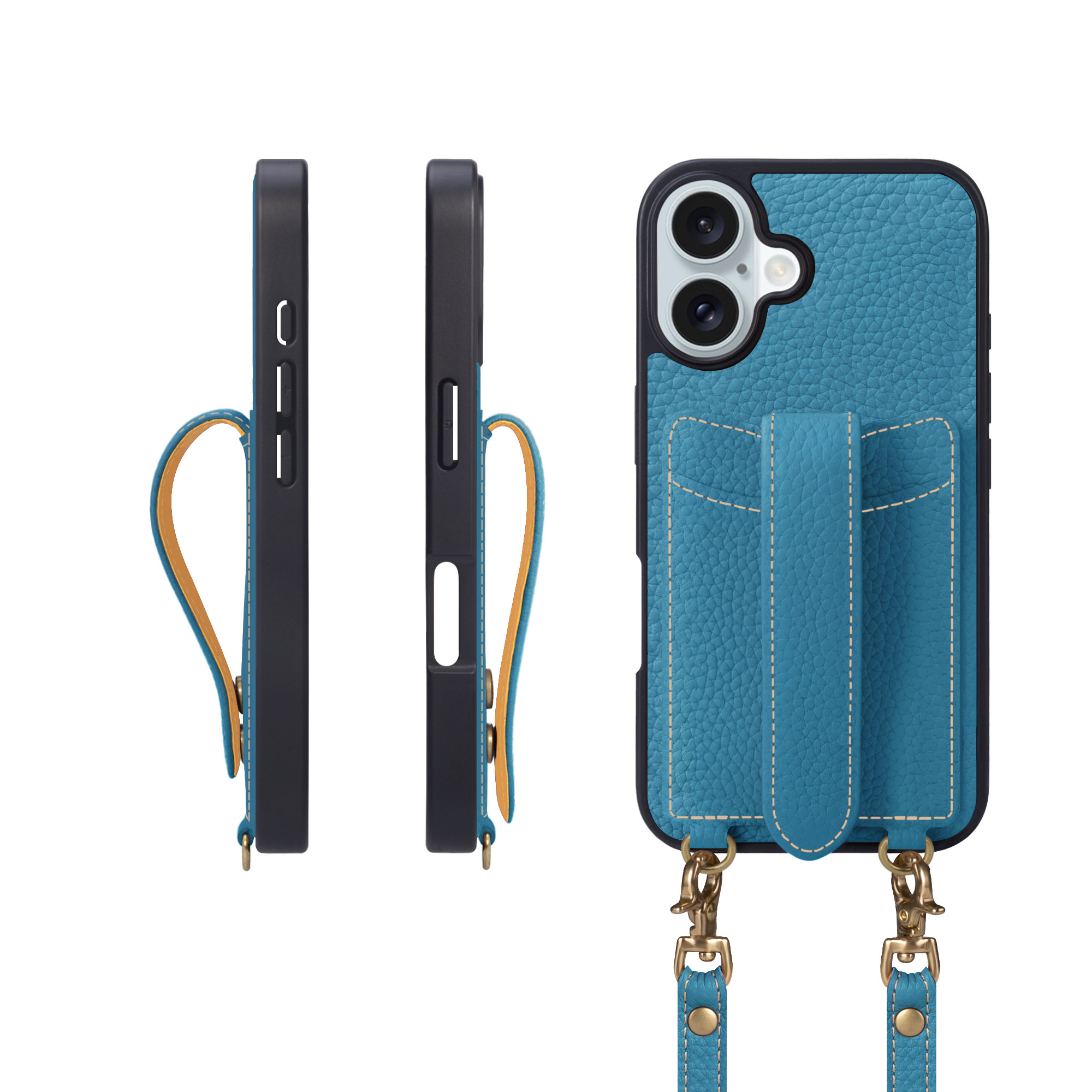 iPhone16Plus ショルダータイプ本革ケース 落下防止ベルト／カード収納ポケット付き＜COPGC＞