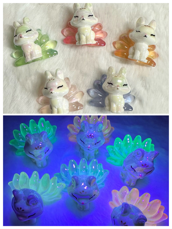 蓄光 1個 九尾の狐 きつね マスコット ビーズ ビーズ ギルドバイピー