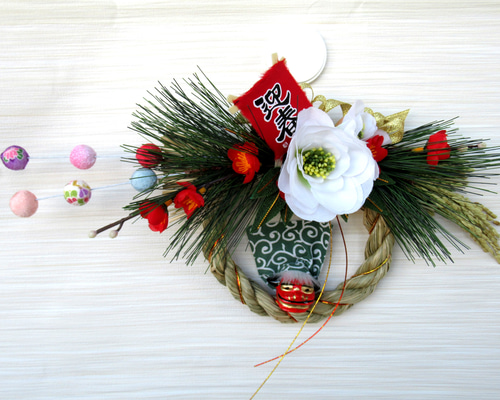 お正月しめ縄 獅子頭のお正月リース飾り 大25-2 リース kisetukazari2