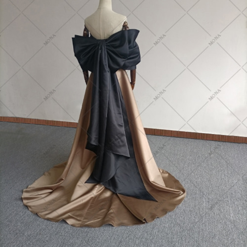 オフショルダー黒カラードレス オフショルダー ウェディングドレス カラードレス パーティードレス