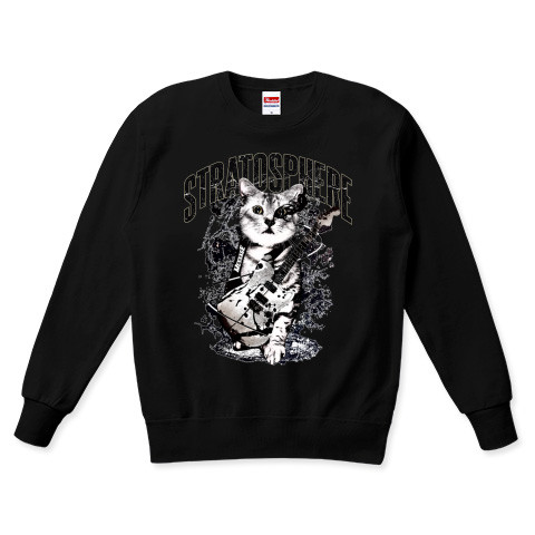 ねこ音楽黒スウェット「STRATOSPHERE」