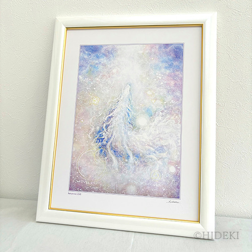 宇宙龍、白龍の絵『Return to Love』龍神ヒーリングアート 壁掛け 絵画