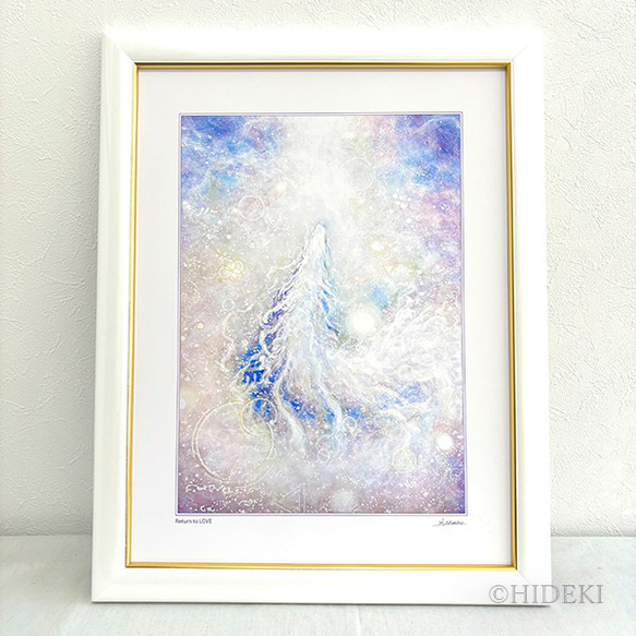人気ブランドの 宇宙龍、白龍の絵『Return Love』龍神ヒーリングアート to 絵画