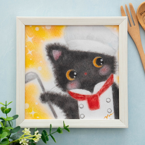 【原画】『無重力遊戯②』猫　ネコ　イラスト　絵画　パステル画　癒し 原画】『無重力遊戯②』猫 ネコ イラスト 絵画 パステル画 癒し