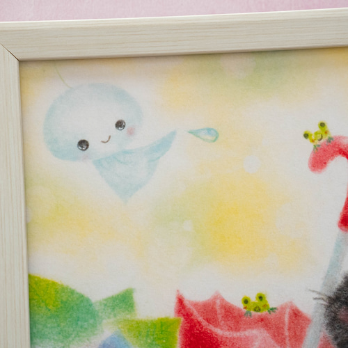複製画】「黒猫と紫陽花」 パステルアート ねこ ネコ てるてる 複製画】「黒猫と紫陽花」 パステルアート ねこ ネコ てるてる