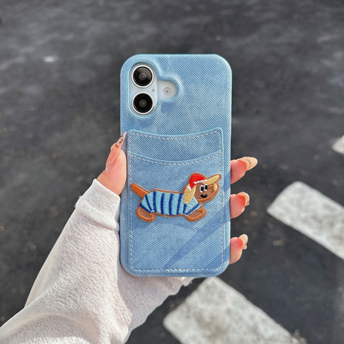 デニム柄 動物 刺繍 iphone16 15 14 13 12 ケース かわいい デニム柄 動物 刺繍 iphone16 15 14 13 12 ケース かわいい