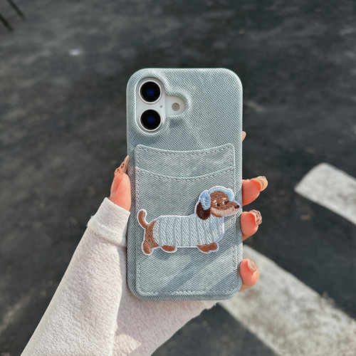 デニム柄 動物 刺繍 iphone16 15 14 13 12 ケース かわいい デニム柄 動物 刺繍 iphone16 15 14 13 12 ケース かわいい