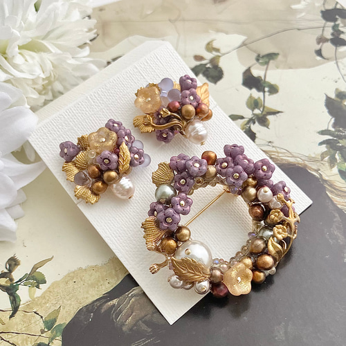 ブローチ、イヤリングセット