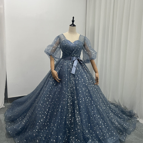 実例写真！ カラードレス サッシュベルト キラキラチュール トップス