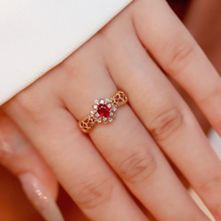 天然ダイヤモンド付きルビーリングk18 7枚目の画像