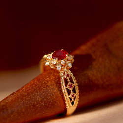 天然ダイヤモンド付きルビーリングk18 4枚目の画像