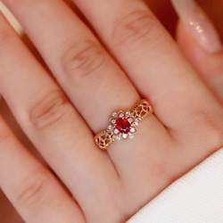 天然ダイヤモンド付きルビーリングk18 5枚目の画像