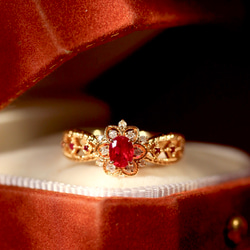 天然ダイヤモンド付きルビーリングk18 2枚目の画像