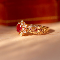 天然ダイヤモンド付きルビーリングk18 3枚目の画像