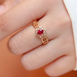 天然ダイヤモンド付きルビーリングk18 6枚目の画像