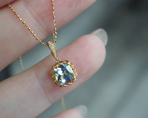 9Ｋ＊20世紀の初頭制作＊天然アクアマリン&天然パールペンダントトップです ⭐︎【高級】天然 アクアマリン ペンダントトップ k 18 11.4g