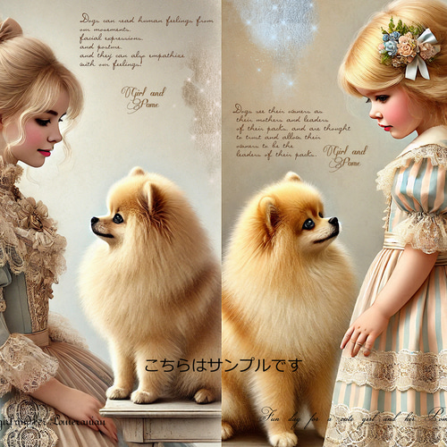 オリジナル 生地 ブロックデザイン パネル生地 犬 犬柄 ポメラニアン 