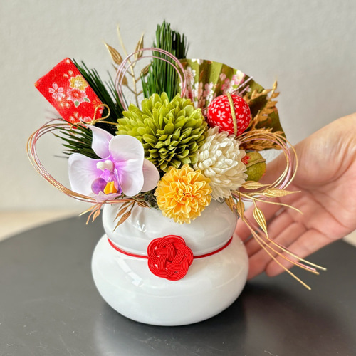 早割）和モダン・お正月飾り2025ミニアレンジ・オリジナルちりめん飾り