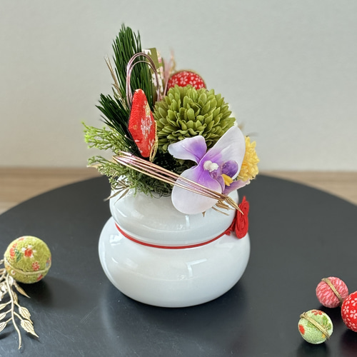 早割）和モダン・お正月飾り2025ミニアレンジ・オリジナルちりめん飾り