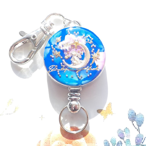 レジンアクセサリー レジンキーホルダー 星を見上げるうさぎ リール